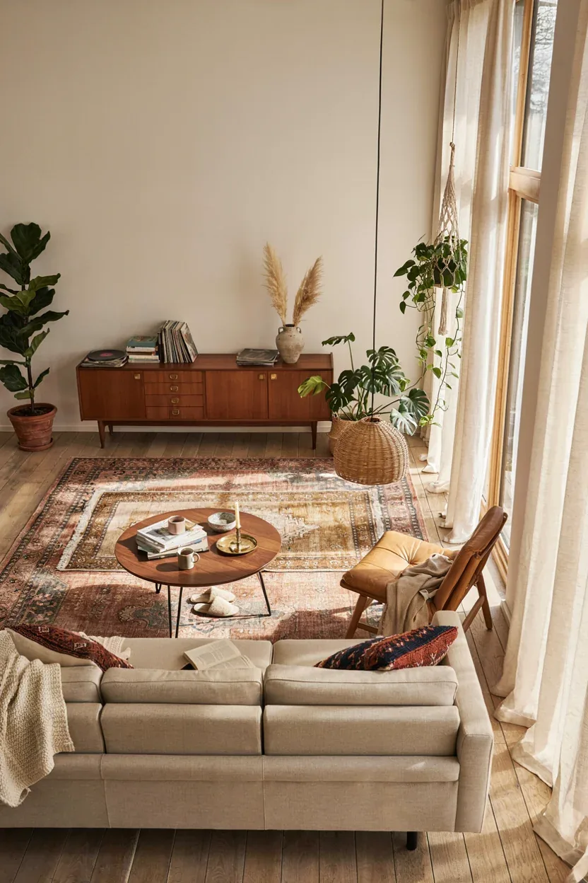 18 Boho Mid Century Modern Living Room Ideas That Blend Retro Style With Relaxed Charm