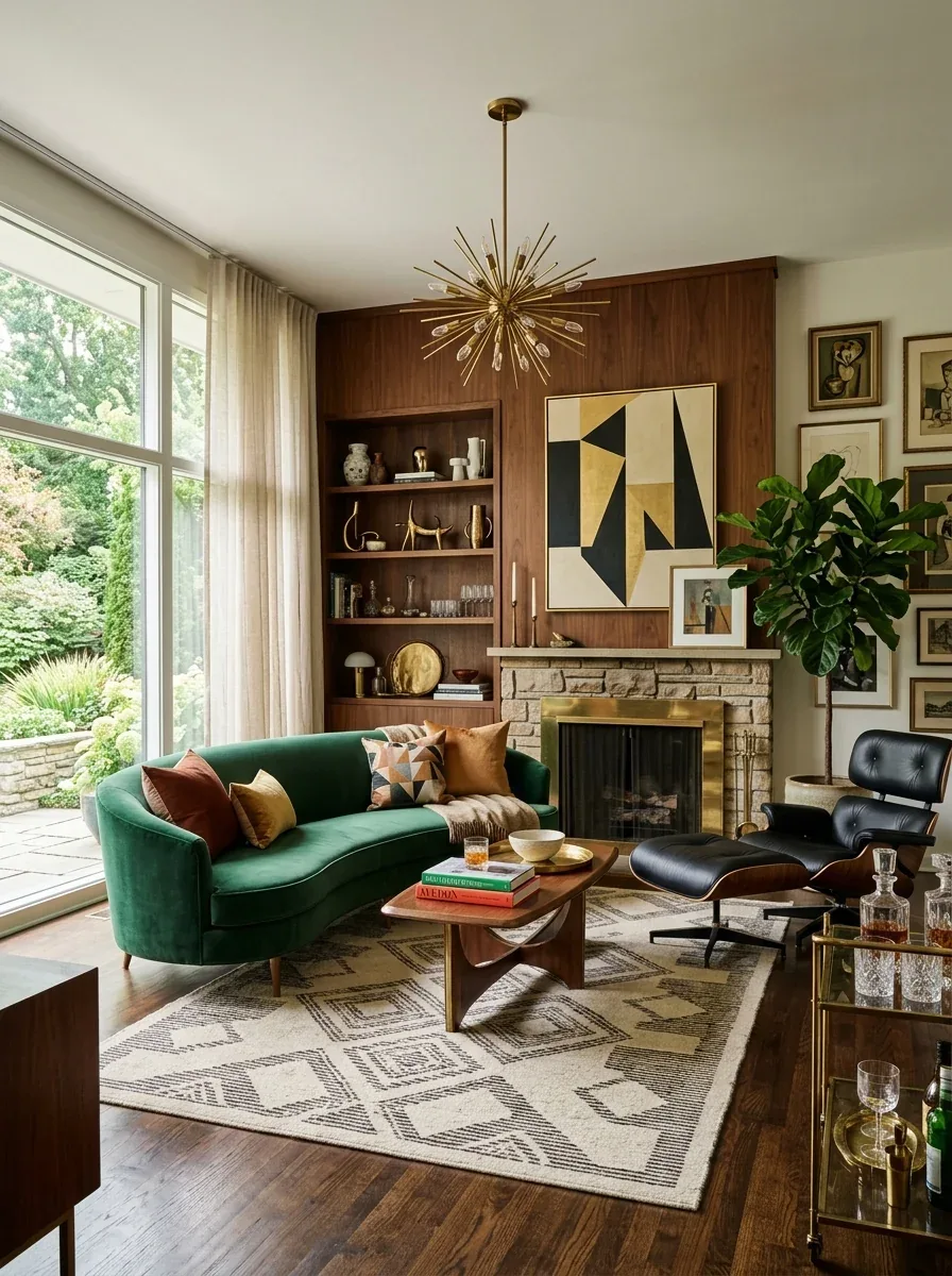 Mid Century Glam Living Room Inspiration for Mixing Retro Design With Luxury